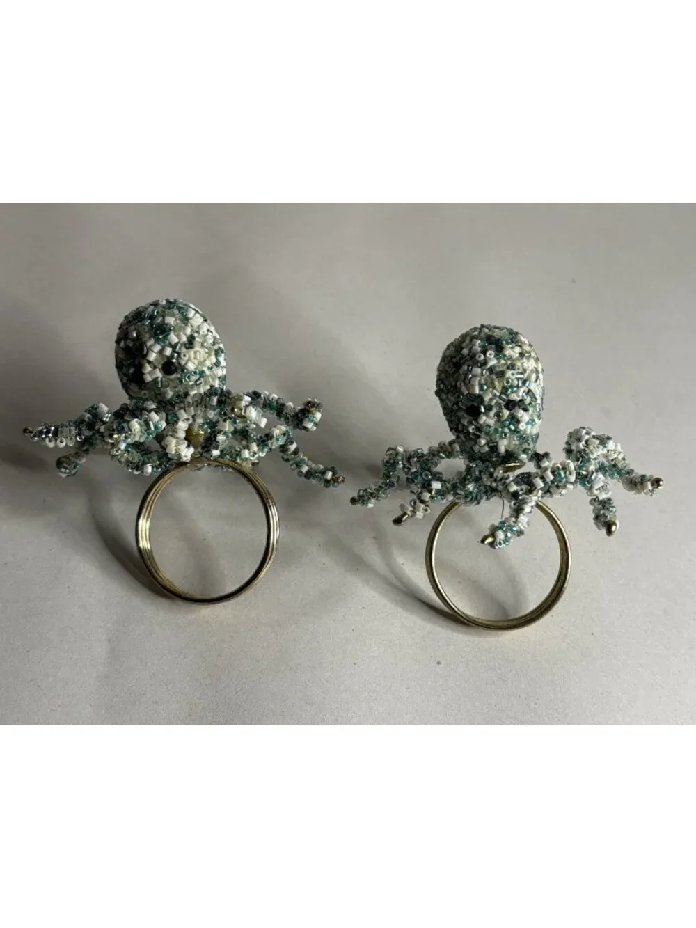 Set of 2 Beaded OCTOPUS Napkin Rings Pier 1 Imports Coastal Beach Decor
